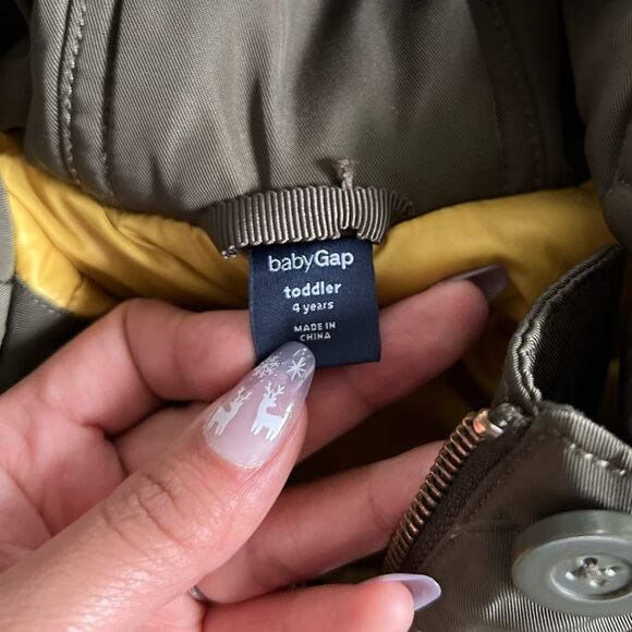 GAP Olive Green Water Resistant Parka Coat Jacket Size 4 - Picture 4 of 6